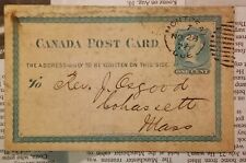 1877 Canada Postcard - Rev J Osgood Cohassett Mass picture