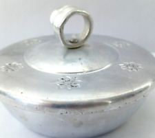 Vintage Hammered Aluminum Daisy BOWL Candy Dish w/ LID 1950s Buenilum picture