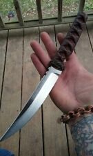 CUSTOM HAND FORGED D2 TOOL STEEL HUNTING BOWIE VIKING KNIFE WITH LEATHER HANDLE picture
