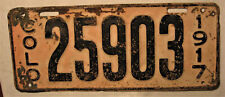 Colorado 1917 Passenger License Plate #25903 - Nice Example - No Rust or Cracks picture