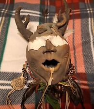 Unique Handmade Native American Indian Clay Spirit Mask Shaman Art Navajo Demon picture