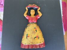 HAND PAINTED CAST IRON WOMAN WITH FRUIT ON HEAD DOORSTOP “GOLDEN AGE” picture