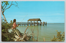Postcard Florida, Sanibel Island Fishing Pier Woman Fishing A184 picture