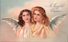 Postcard, A Joyful Easter, Two Sweet Angel Girls, 1911, Langsdorf printing, Germ picture