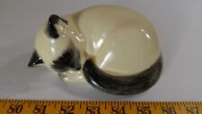 Porcelain Art Pottery Sleeping Cat Figurine USA Signed 