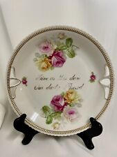 Antique Give Us This Day 9.5” Plate Hand Painted Silesia Gold Trim With Roses picture