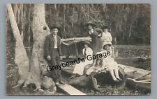 RPPC Family with their Boat near GRAND LAKE LA Louisiana Real Photo Postcard picture