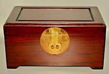 Chinese Antique Original Vintage Hong Kong Mahogany Jewelry Box Display Chest picture