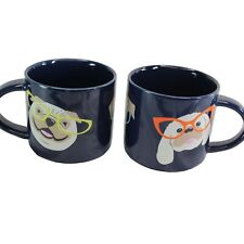 2 John Bartlett Pet Mugs Dogs Wearing Glasses Pug Bulldog 89848 picture