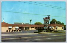 Roadside View~Columbus Ohio~Brookside Motel Entrance & Sign~Vintage Postcard picture