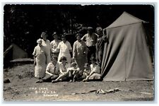 c1910's The Gang Staddely Camping Tent Fishing RPPC Photo Antique Postcard picture