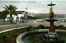 Santa Barbara California Boulevard From The Plaza Postcard Vintage picture