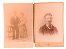 Atq Photo Cabinet Cards Set Handsome Couple Well Dressed Sepia BW Ives Niles MI picture