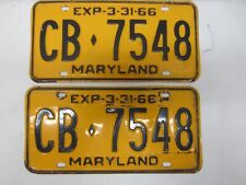 NICE PAIR of 1966 Maryland License Plates 