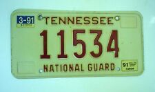 Old 1991 Tennessee National Guard License Plate 11534 Embossed Vintage picture