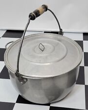 RARE VTG Wear-Ever No. 3421 Tacuco Aluminum 13 3/8 in Pot w Lid Wood Handle picture