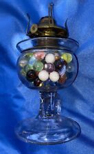 DAMAGED Vintage Antique Oil Lamp Glass Queen Anne Burner with marbles  picture