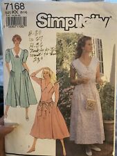 Vintage 1991 Simplicity Dress Pattern 7168 Size 8-14 Cut And Complete  picture