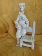 Vintage Italy Fabio Mola White glazed ART ceramic Girl resting Chair signed #265 picture