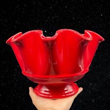 Valerie Bertinelli Ceramic Bright Red Footed Ruffled Bowl 7”T 11”W picture