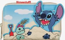 Disney Loungefly Lilo & Stitch Scrump Beach Scene Zip Around Wallet card holder picture