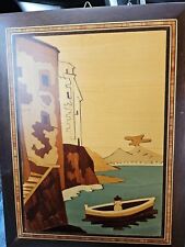 Vintage Inlaid Wood Picture Notturno Intarsio - Sorrento Italy picture