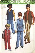 Simplicity 9336 Vintage Boys Size 6 Pants Shirt Vest Belt Pattern picture