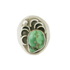 Old Heavy Navajo Sterling Silver & Turquoise Ring Sz 10.25 picture