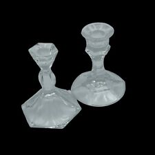 Set Of two Vintage Candle Holders Czech Republic Bohemian Crystal Unmatched picture
