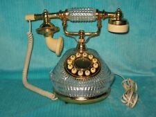 Vintage TT Systems Crystal Glass Gold Tone Princess Push Botton Phone picture