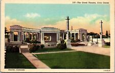 Vtg Denver Colorado CO Greek Theatre Civic Center 1930s Linen View Postcard picture