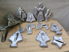 Vintage Lot of 10 Cookie Cutters Christmas Donut Biscuit Aluminum picture