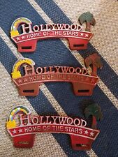 Lot Of 4 Vintage Hollywood Cast Iron License Plate Topper Plaque Collectors picture