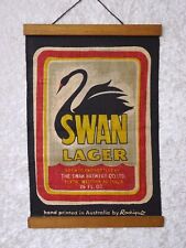 Swan Lager Design Beer Flag Handprinted IN Australia - Vintage - 36 CM X 24 CM picture