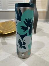 Starbucks Pansies Blue Floral Stainless Steel Tumbler 16 Oz NWT picture