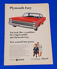 1966 PLYMOUTH FURY 440 ORIGINAL PRINT AD CLASSIC AMERICAN MUSCLE CAR BY CHRYSLER picture