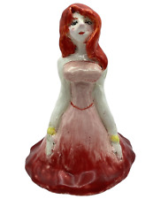 Clay Figurine Woman Pink Ball Gown Long Red Hair 5 1/2