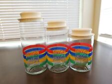 Vintage Retro 80's Coca-Cola Vintage Glass Canister Set Red Blue Yellow Green picture
