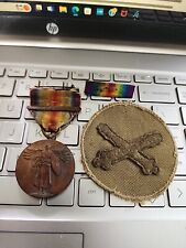 WW1 Victory Medal + Ribbon + Original 1908-1920 US Army PFC Infantry Chevron - picture