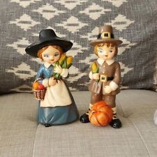 Vintage Thanksgiving Pilgrim Boy and Girl Figurines picture