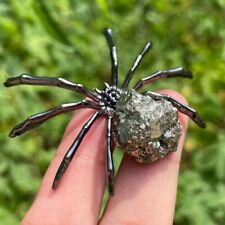 Pyrite Crystal Spider Carving Healing Crystal Halloween Garden Home Decor Gifts picture