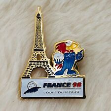 1998 France 98 World Cup Soccer Souvenir Enamel Pin w/ Eiffel Tower & Footix picture