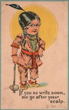 Vintage Postcard 1910s Pretty Little Girl Cute Costume Tribal Clothing Tradition picture