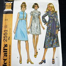Vintage 1970s McCalls 2551 Mod Cottagecore Dress Sewing Pattern 12 XS UNCUT picture