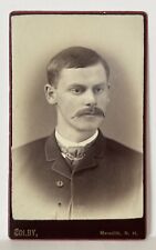 Antique Victorian CDV Photo Handsome Man With Mustache Meredith, New Hampshire picture
