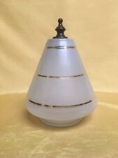 Vintage Art Deco Frosted Glass Pyramid Lamp Shade Globe Gold Bands 3 ¼” Fitter picture