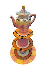 Pottery Barn Rare Tiered Serving Tower Stand Italy Easter Spring Tea 19” x 11.5” picture