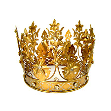 XL Santos Crown with Lilies Stars Rhinestones Antique Gold, 5.75