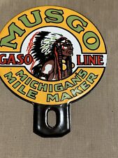 Vintage Style Small 5 Inch Musgo  Gasoline Advertising Porcelain  Sign picture