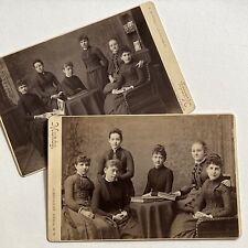 Antique Cabinet Card Photograph Beautiful Young Women Club Utica NY List of ID picture